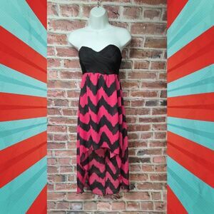 No Boundaries Strapless Chevron High-Low Dress | Women’s Medium 7/9
